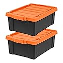 IRIS USA 12 Gallon Lockable Storage Bins with Lids, 2 Pack - Made in USA, Heavy Duty, Stackable Containers, Garage Organizing Bins Moving Tubs…