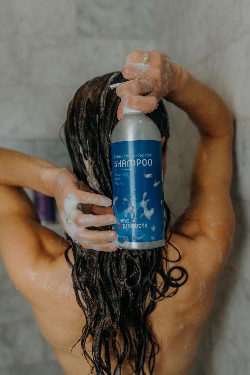 Eco-Friendly Shampoo - Rosemary, Mint, Vanilla - Sulfate Free, 16oz (Refillable Bottle with pump)