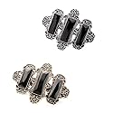 2PCS Women Lady Handmade Natural Crystal Hair Barrettes Metal Hair Pins French Styles Hair Barrettes Hair Clips Hair Accessory (Black)