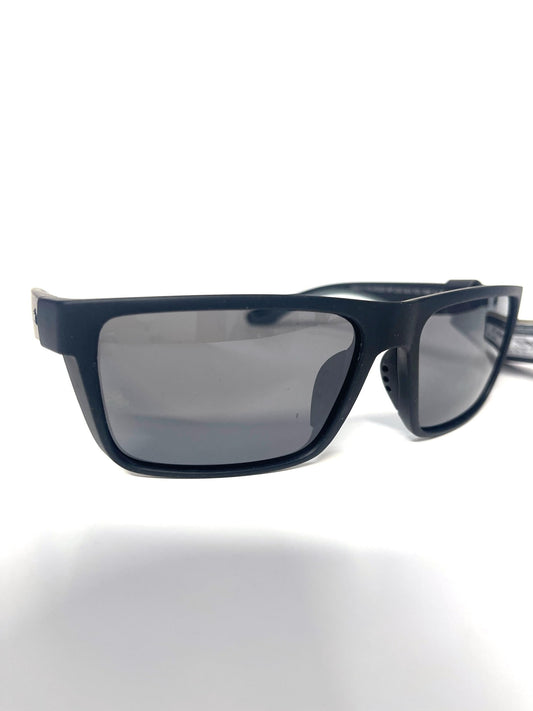 Foster Grant Ironman Polarized sunglasses. Rectangular Matt black with grey lenses. 100% UV lens protection. IMP2002