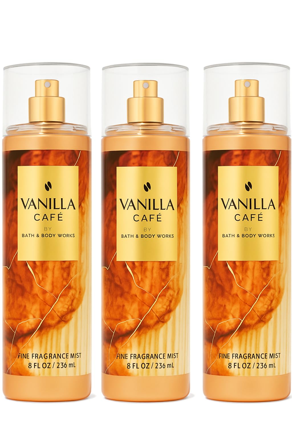 Bath & Body Works Vanilla Café Fine Fragrance Mist - 3 Pack, 8 fl oz Each | Warm Vanilla, Coffee & Creamy Musk Scent