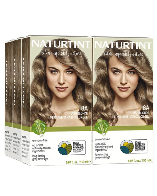Naturtint 8A Ash Blonde Permanent Hair Color (Pack of 6), Ammonia Free, Vegan, Cruelty Free, up to 100% Gray Coverage, Long Lasting Results (Packaging