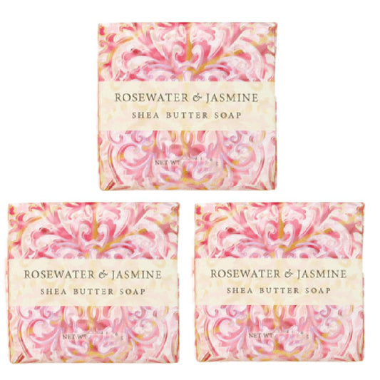 Greenwich Bay Trading Co. Botanic 1.9oz Soaps, Rosewater & Jasmine, 3 Pack