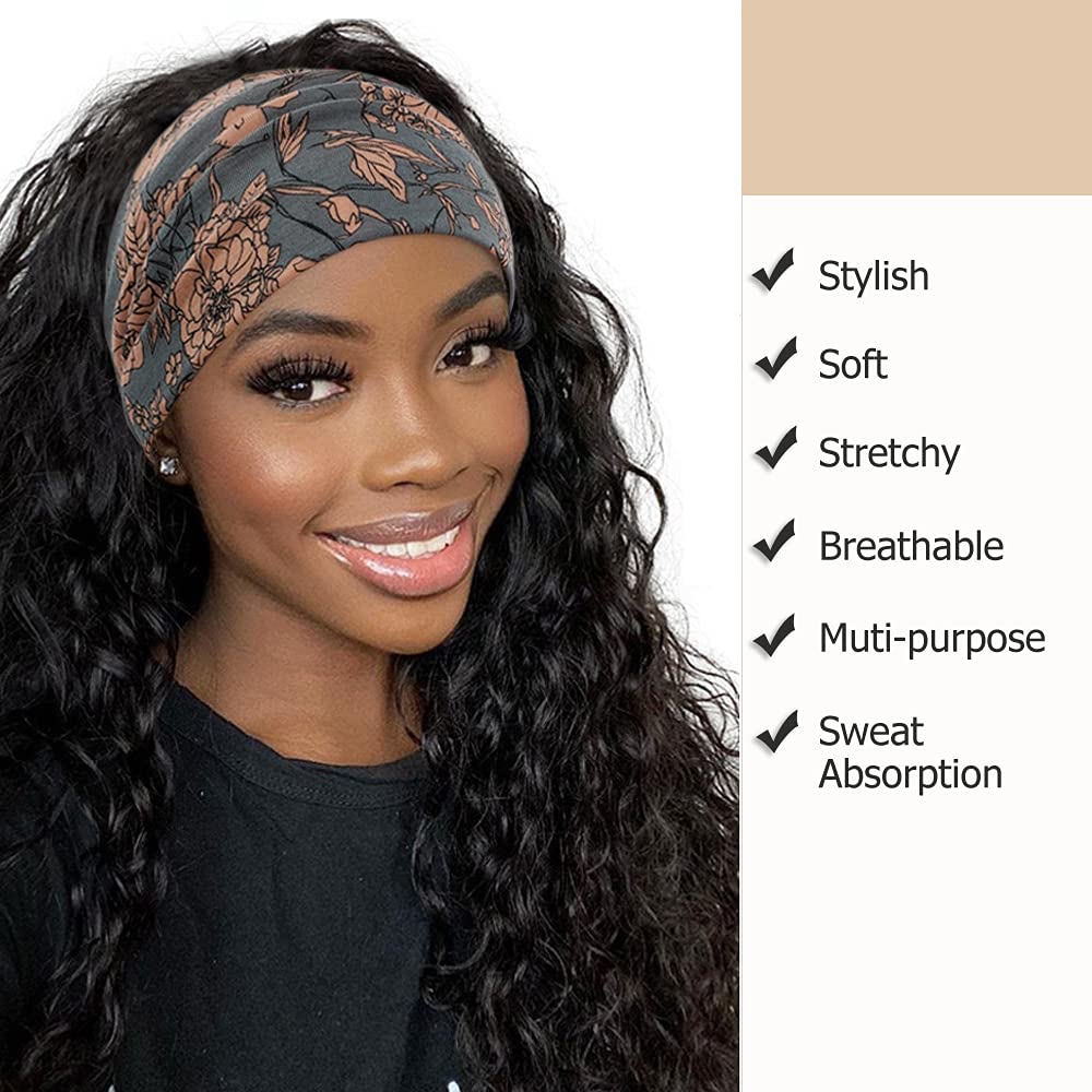 YONUF Wide Boho Headbands for Women Fashion Knotted Headband Yoga Workout Hair Accessories African Head Wrap 4 Pack Beauty and Personal Care YONUF