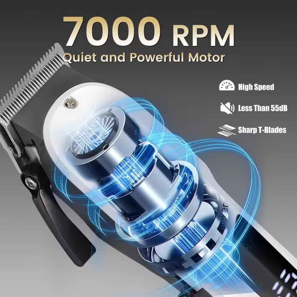 GLESVOWIO Electric Hair Trimmer Professional Salon High Power Hair Clippers with 4 Combs Home Use Beard Razor Pusher USB Charging 7000RPM Beauty and Personal Care GLESVOWIO