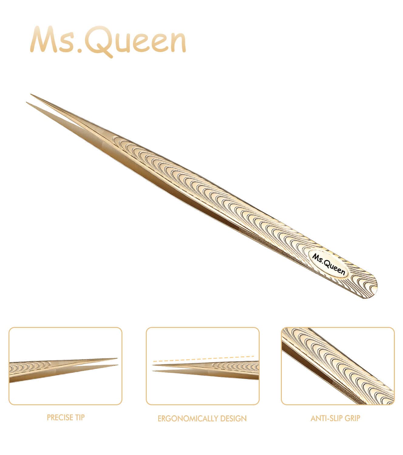 Ms.Queen Straight Tweezers for Eyelash Extensions-Precision Lashing Tweezers for Individual Volume Lashes Extensions,Straight