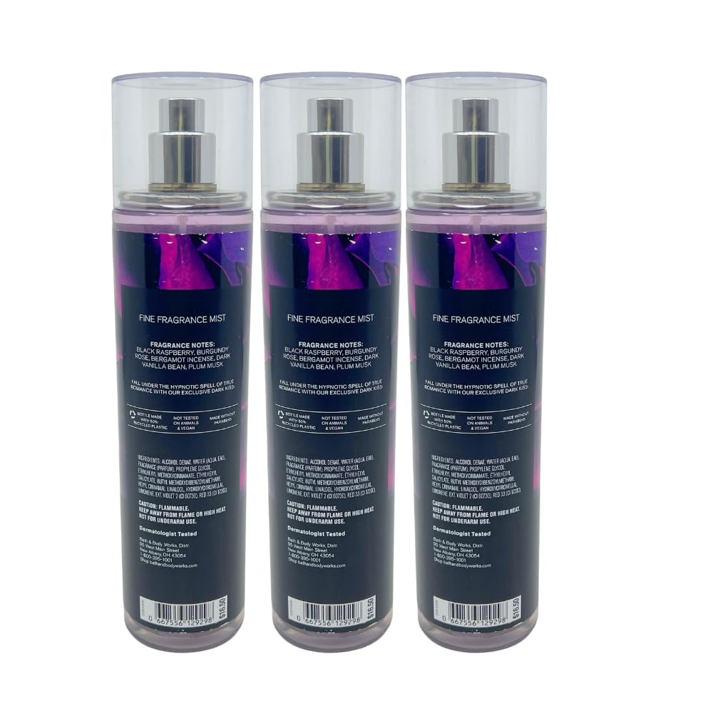 Bath & Body Works Signature Collection Dark Kiss Fine Fragrance Mist, 8 Fl Oz (3-Pack)