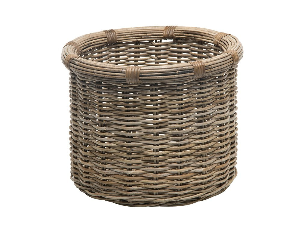 KOUBOO Rattan Kobo Round Log & Storage Basket, Gray-Brown