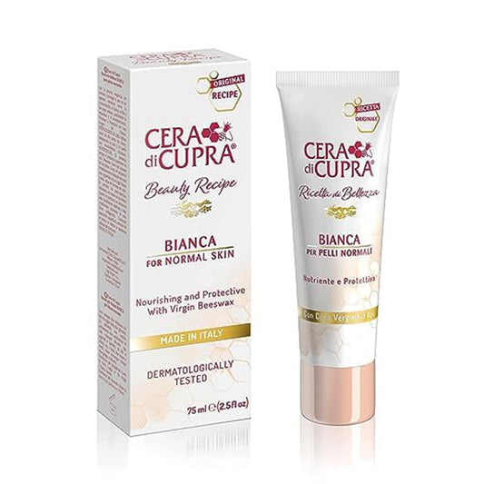 CERA DI CUPRA Bianca Face Cream Moisturizer for Normal and Oily Skin - Nourishing and Protective Formula with Virgin Beeswax (2.5 Fl Oz / 75 ml)