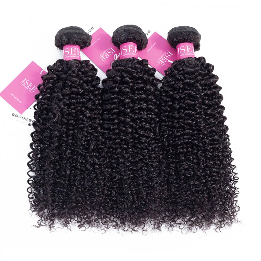 ISEE Hair 9A Grade Mongolian Kinky Curly Hair Extension Virgin Human Hair Weaving 3 Bundles Kinky Curly Virgin Hair 100% Human Hair Weaves Extension