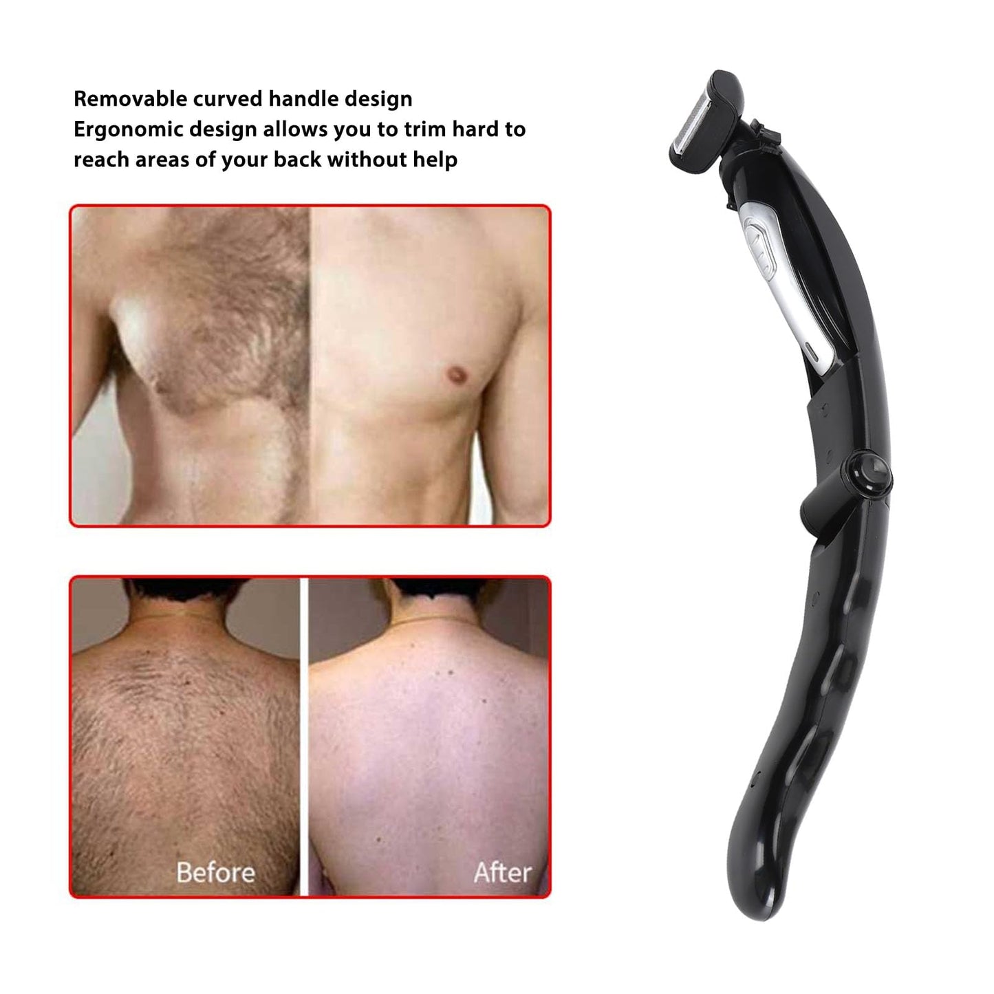 VBESTLIFE Back Shavers for Men, Body Shaver with Removable Extreme Reach Handle, Electric Back Hair Groomer, Wet and Dry Trimming Beauty and Personal Care VBESTLIFE