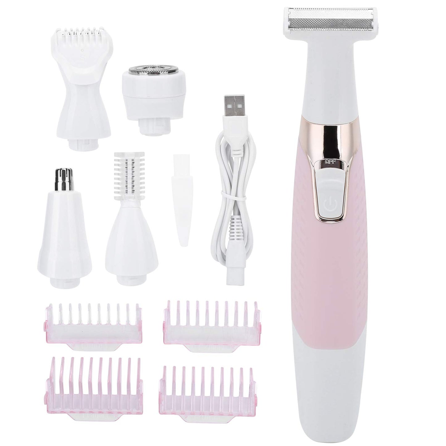 USB Rechargeable Electric Epilator, 5 in 1 Painless Body Remover, Female Hair Removal Machine, with Multifunctional Shaving Head for Legs Underarms Beauty and Personal Care Brrnoo