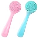 HINZIC 2 Pack Silicone Manual Facial Cleansing Brush, Skin Friendly Waterproof Face Cleaning Scrubber Exfoliator Cleanser for Blackheads Whiteheads
