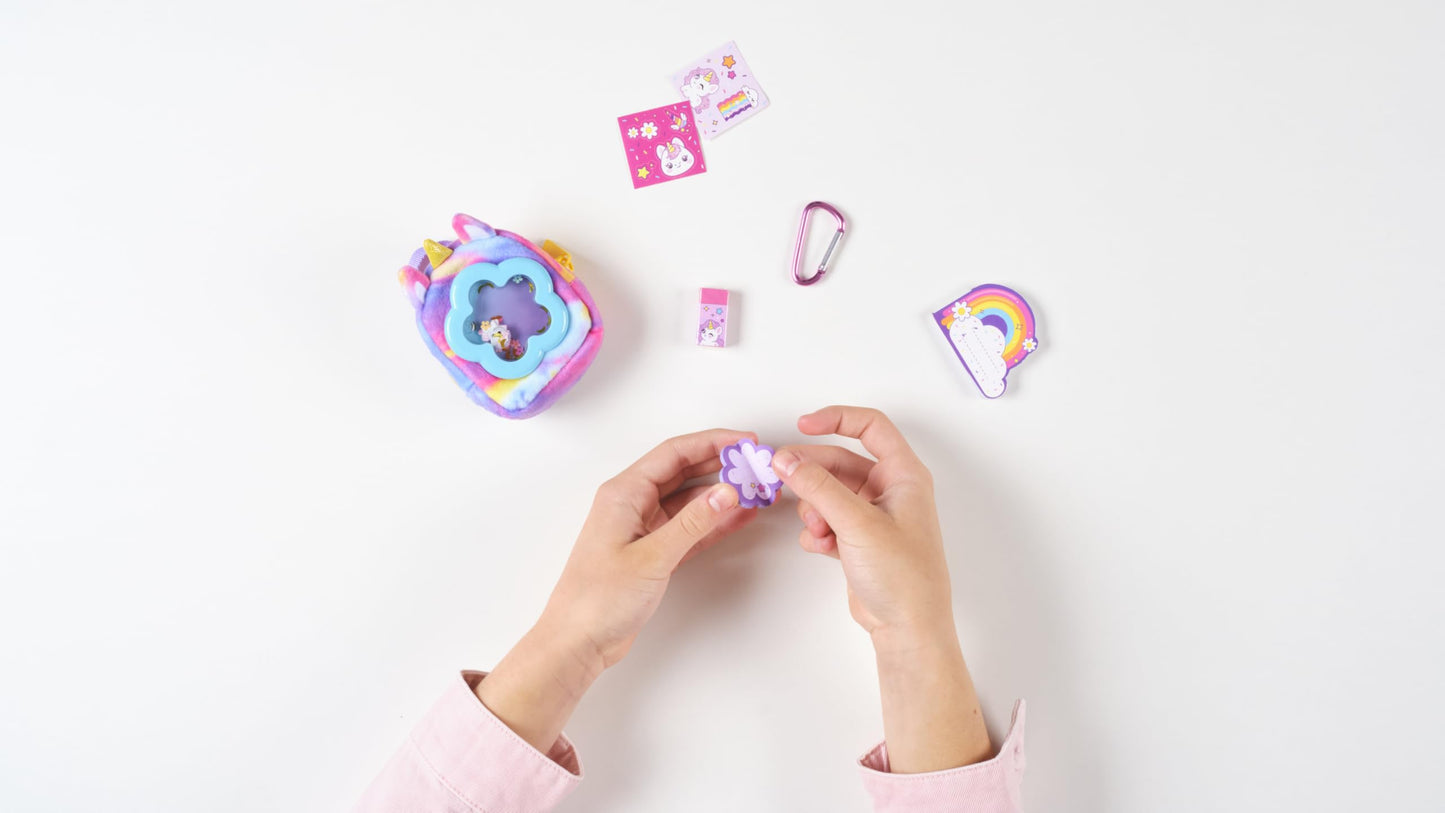 REAL LITTLES Liquid Charms, 1 Liquid Filled Micro-Sized Backpack with Window & Tiny Animal Charm Bobbing Inside, Reveal 6 Cute Tiny Animal Themed Stationery Surprises - Styles May Vary