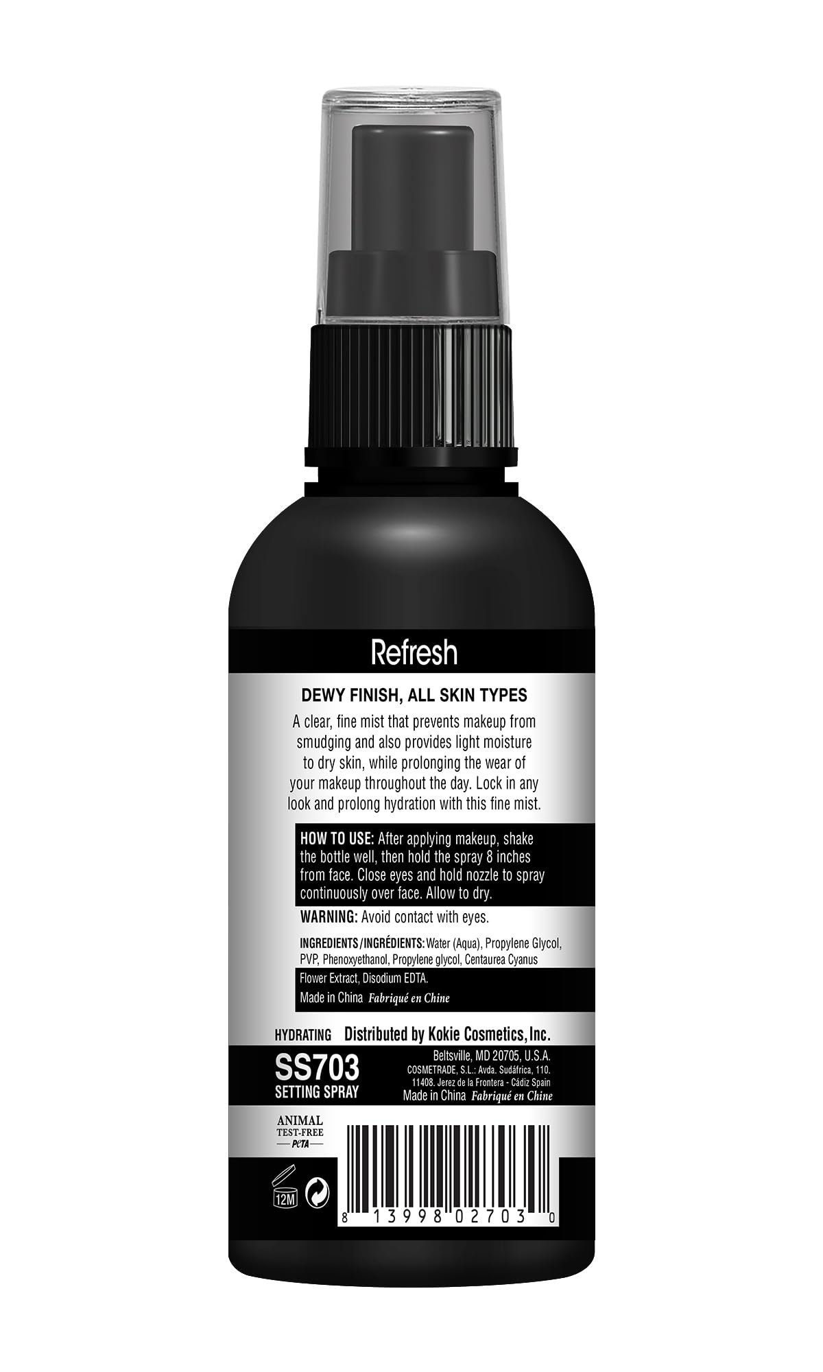 Kokie Professional Refresh Hydrating Setting Spray 2.02 Fl Oz