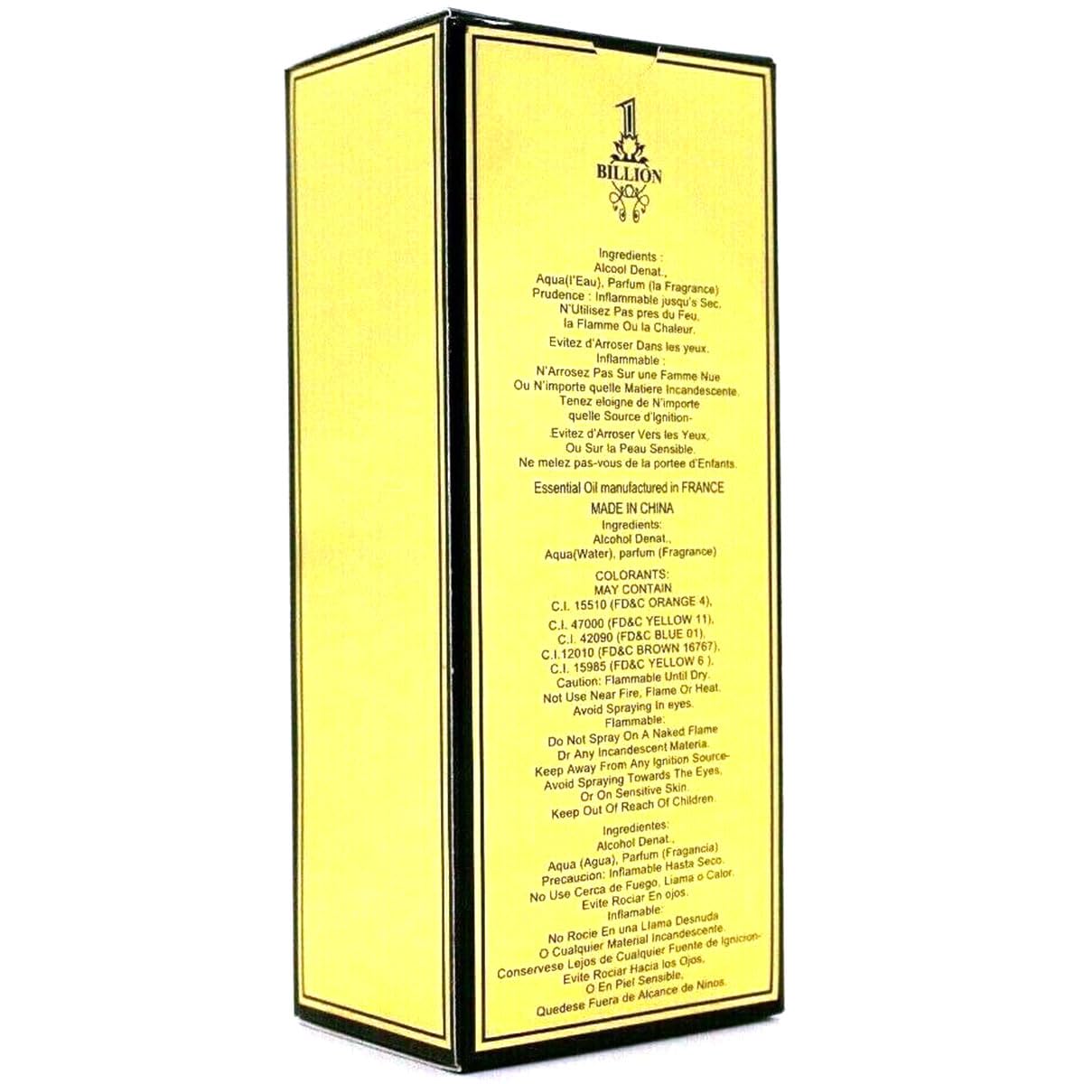 Secret Plus 1 Billion, Fragrance for Men, 3.4 Oz -100 ml / Eau De Parfum Natural Spray Vaporizateur