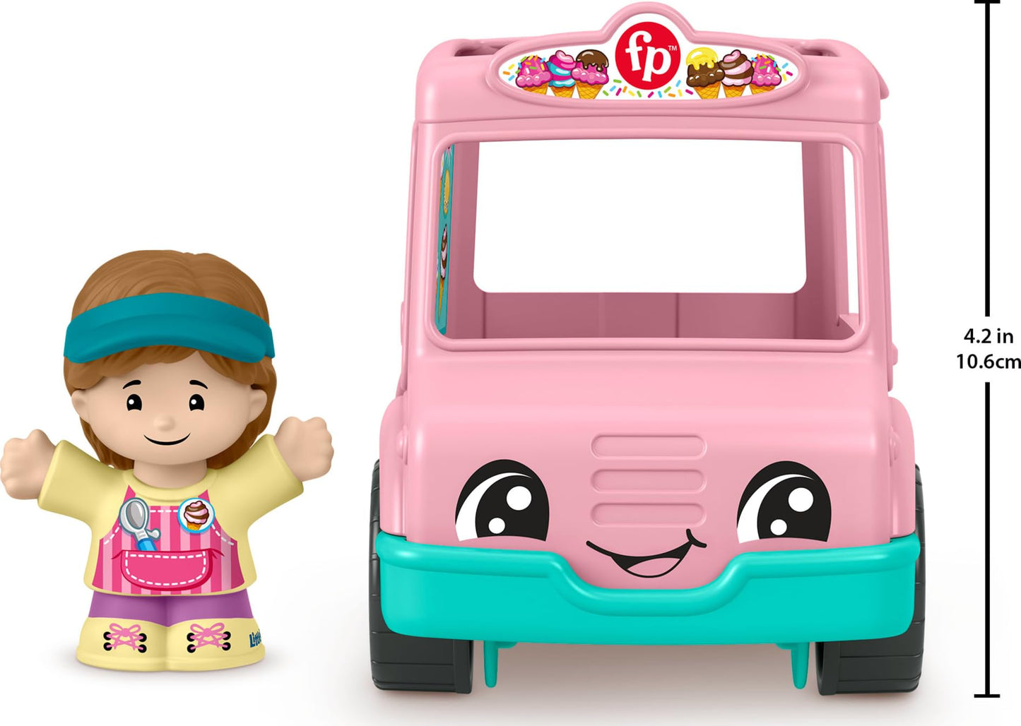 Fisher-Price Little People Toddler Toys Ice Cream Truck Push-Along Vehicle & Figure for Pretend Play Preschool Kids Ages 1+ Years