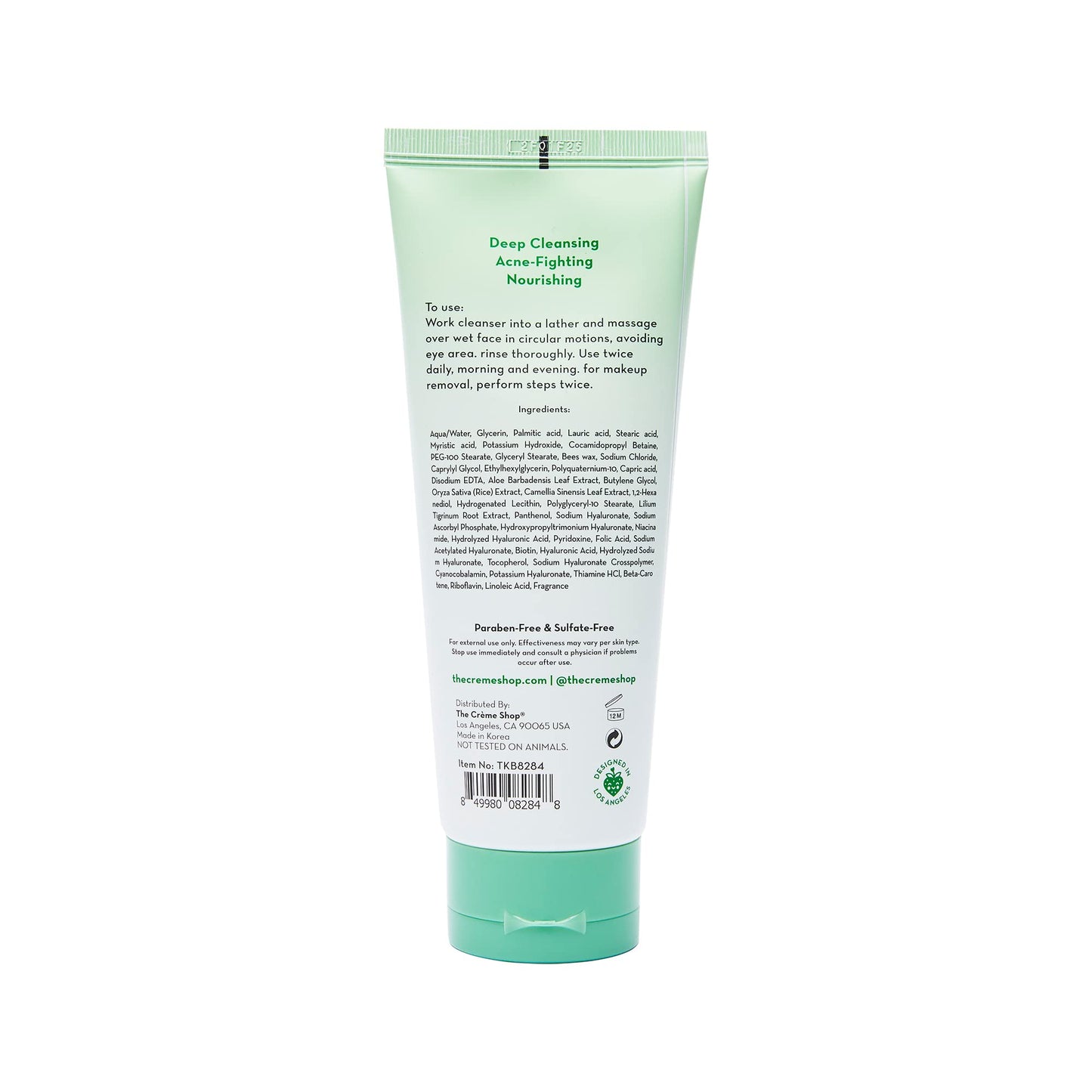 The Crème Shop Korean Skincare Double Cleanse 2-In-1 Green Tea Face Wash, Brightening Treatment, Acne Treatment, Calms Redness, Cleanses Pores, Makeup