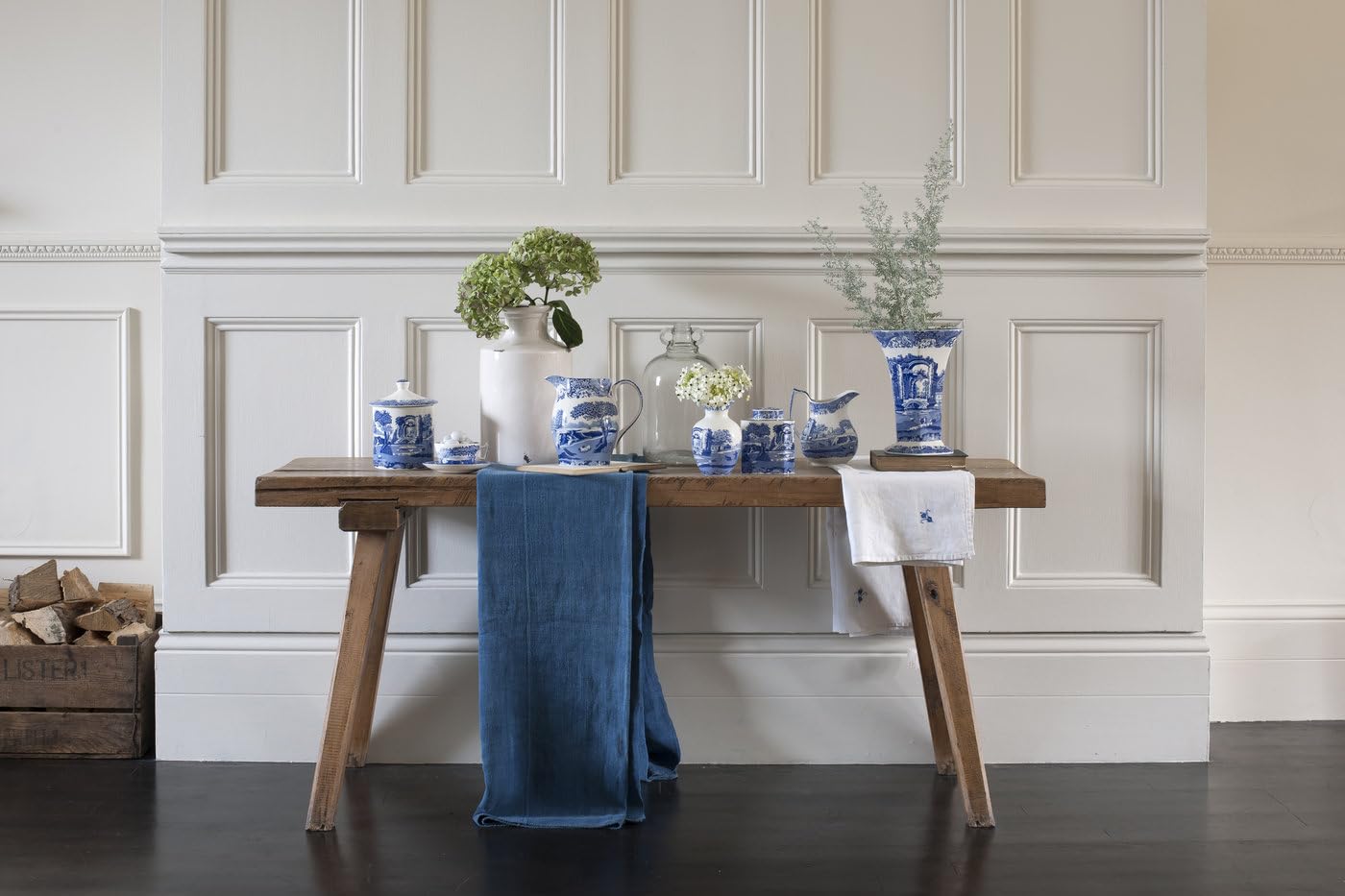 Spode Blue Italian Porcelain Kitchen Storage Jar - 7.5 Inch Airtight Food Container with Decorative Countryside Scene - Dry Goods Canister for Pantry…