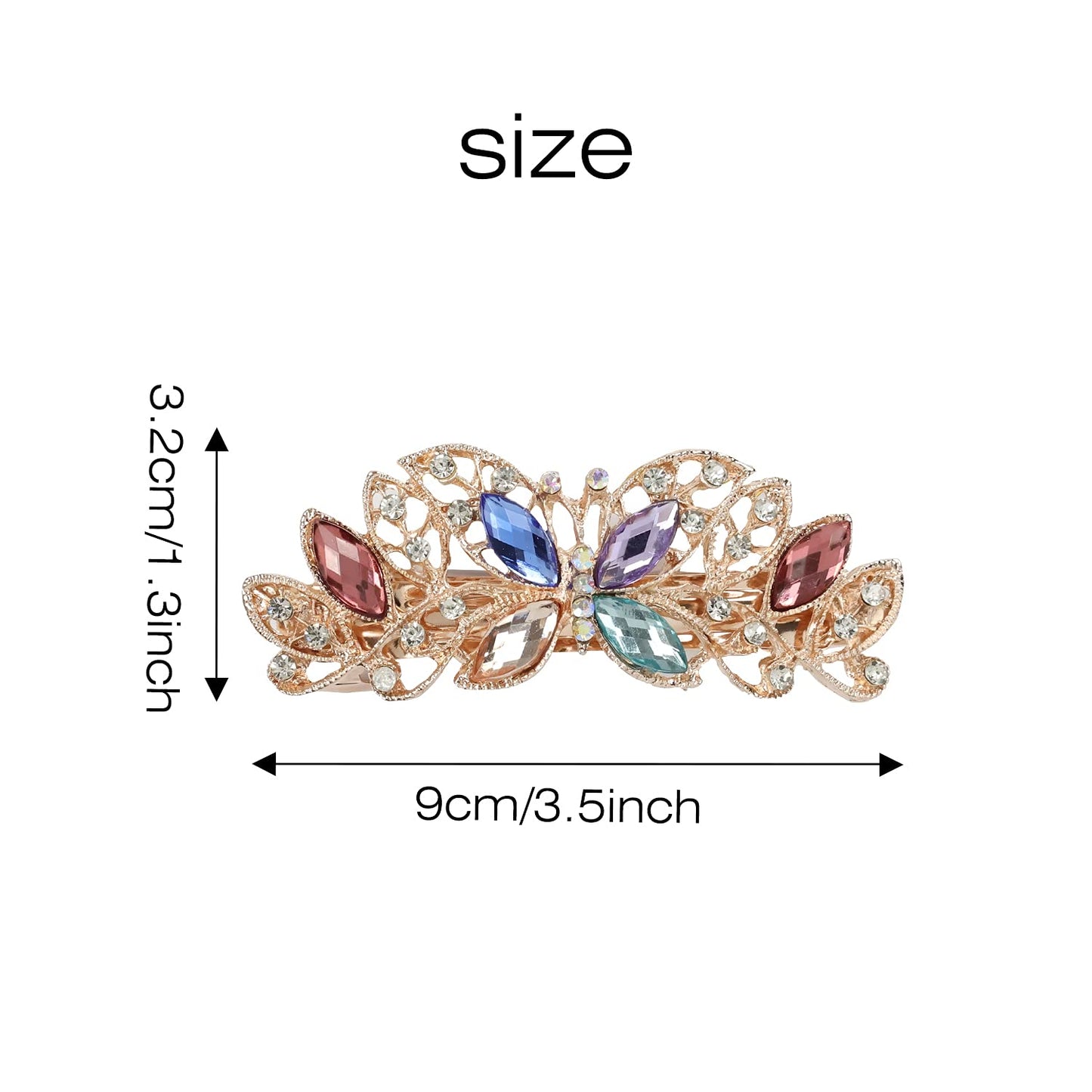 Lawie 4 Pack Luxury Butterfly Jeweled Crystal Rhinestone Glitter Sparkly Metal Hair Barrettes Snap Clips Hairpins Hairgrip Thin Thick Bun Twist Holder