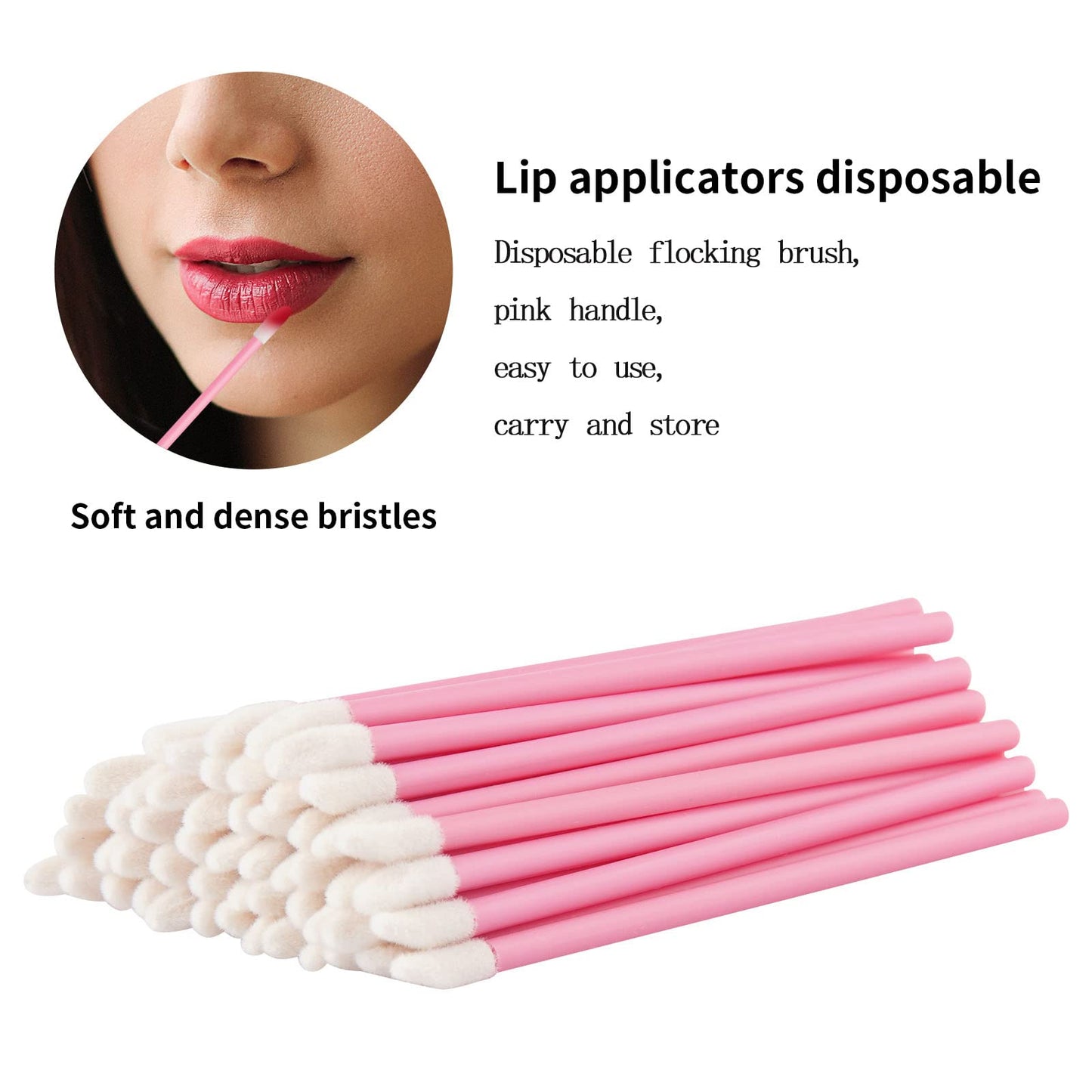 Pink Lip Wands Applicators Disposable - Vaincre 500PCS Lip Brush, Lipstick Make Up Lint Free Brush Gloss Wands, Makeup Applicator Beauty Tool Kits Beauty and Personal Care Vaincre