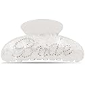 Saliyaa Bride Hair Clip - White Acrylic Bride Clip with Double-Side Logo (4 inches) - Wedding Gift, Bridal Shower, Bachelorette Decorations Accessory