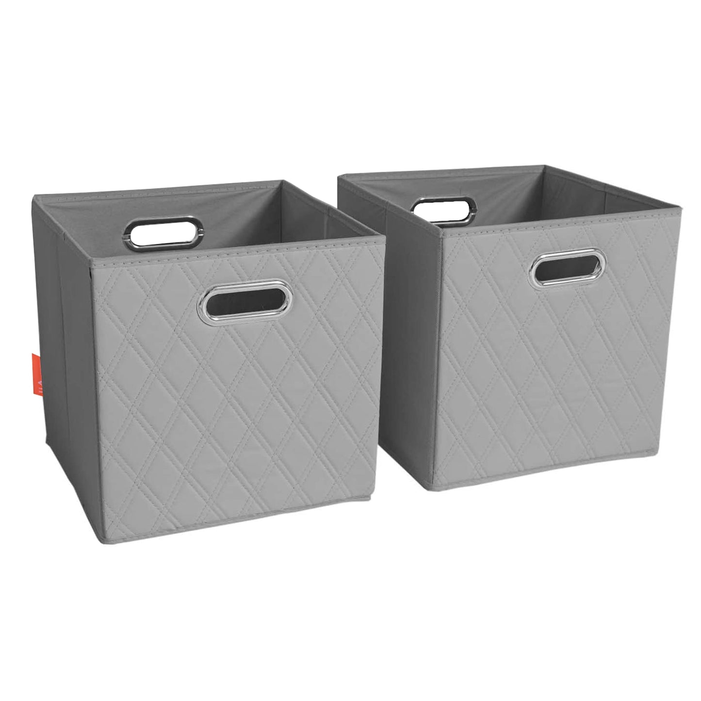 JIAessentials Gray Foldable Storage Baskets Cube Bins Set Of 2
