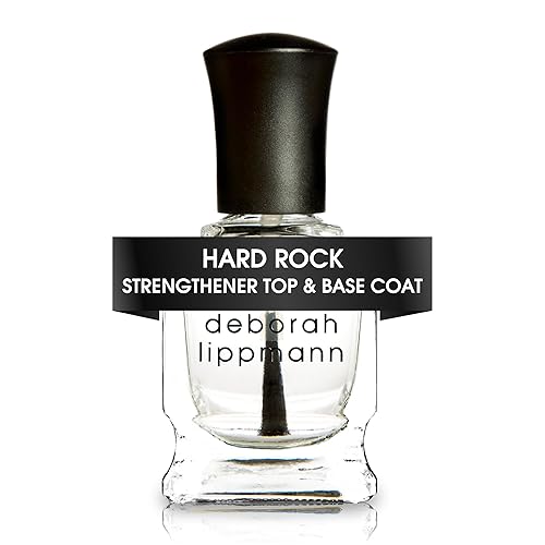 Deborah Lippmann Hard Rock Base and Top Coat | Promotes Healthy Growth for Soft Nails | Diamond Powder Strengthens and Protects Nail Polish | Clear