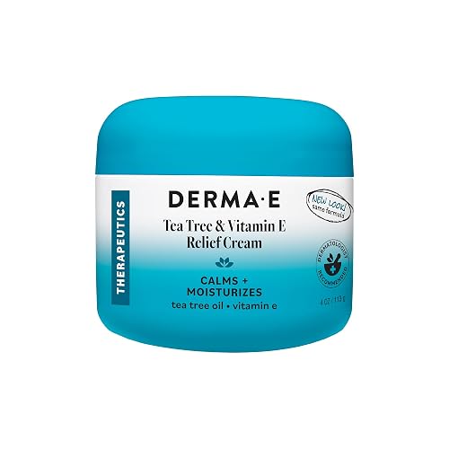 Derma E Tea Tree and Vitamin E Relief Cream - Deeply Moisturizing Tea Tree Lotion - Vitamin E Cream Soothes, Calms and Nourishes Dry, Irritated Skin