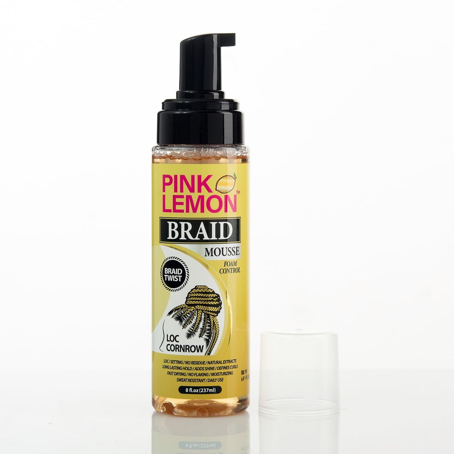 PINK LEMON Braid Mousse Foam Control for Loc and Cornrow Styling, 8 fl oz