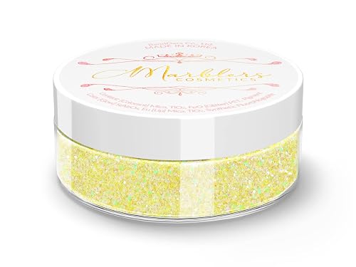 MARBLERS Holographic Face & Body Glitter [Unicorn Yellow] 0.18oz (5g) | Non-Toxic | Vegan | Cruelty-Free | Festival, Rave & Party Makeup | Eye, Hair