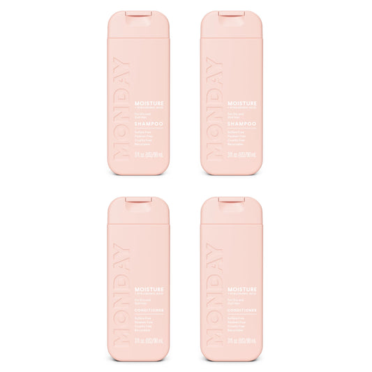 MONDAY Haircare MOISTURE Shampoo + Conditioner with Hyaluronic Acid & Shea Butter for Dry & Dull Hair 90 mL (Dual Set)