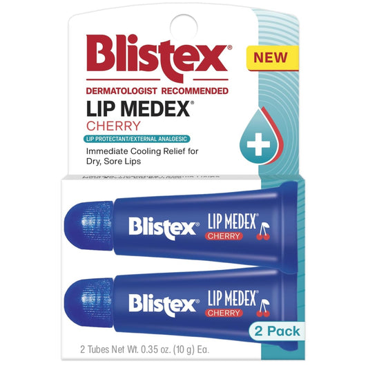 Blistex Cherry Lip Medex, 0.35 oz Each, Advanced Hydration, Medicated Relief with Cooling, Soothes and Protects, Restores Healthy Moisture Balance Beauty and Personal Care Blistex