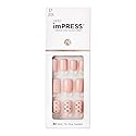 KISS imPRESS No Glue Mani Press On Nails, Design, 'Petite Secrets', Pink, Petite Size, Squoval Shape, Includes 30 Nails, Prep Pad, Instructions Sheet