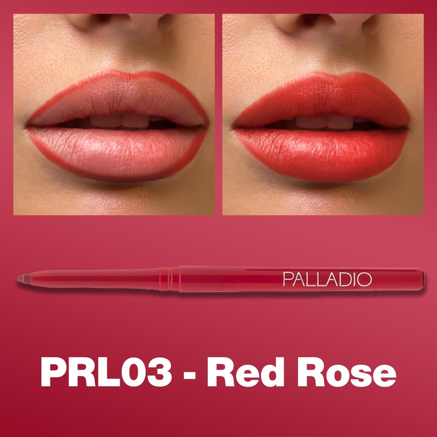 Palladio Retractable Waterproof Lip Liner High Pigmented and Creamy Color Slim Twist Up Smudge Proof Formula with Long Lasting All Day Wear No