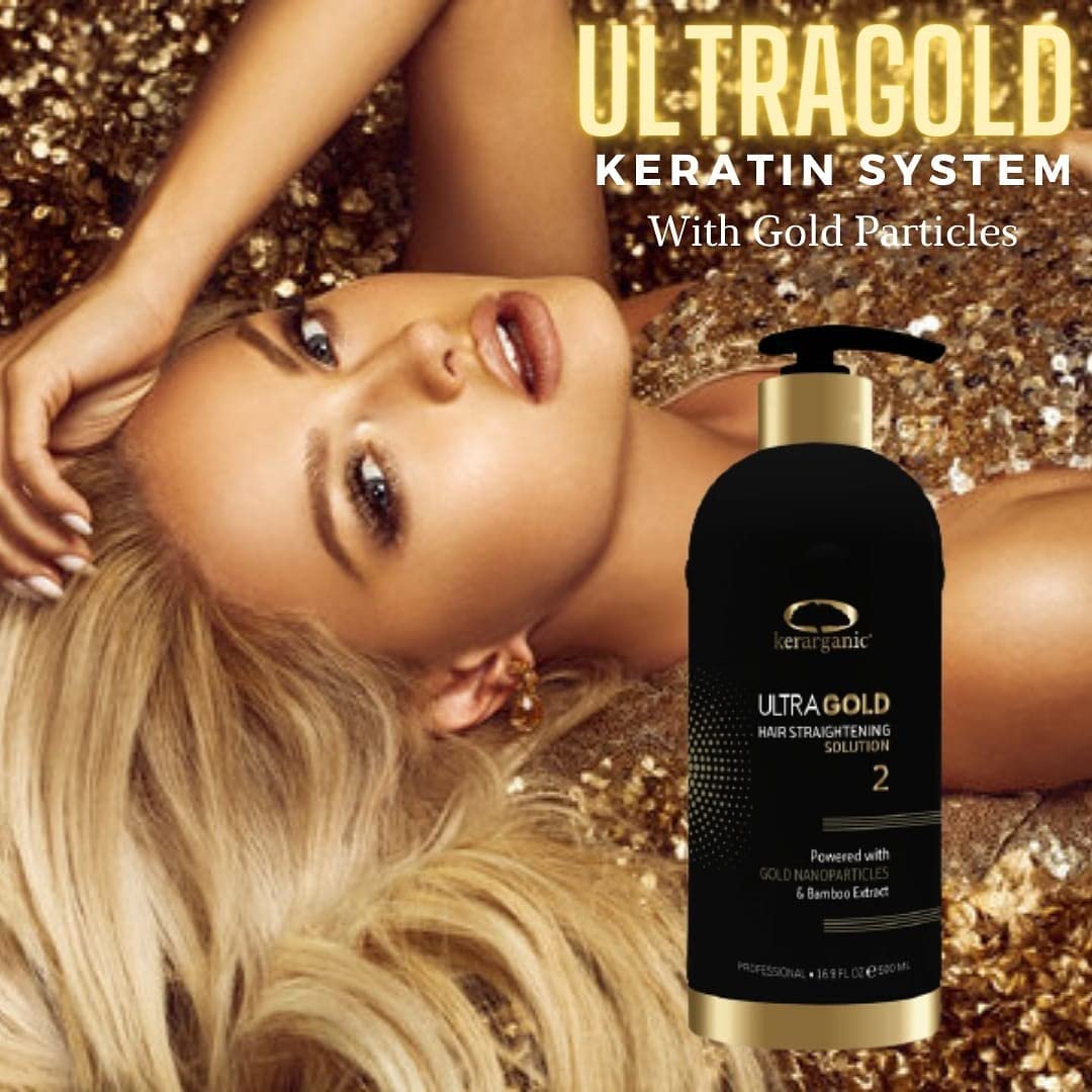 ULTRA GOLD - PROFESSIONAL BRAZILIAN KERATIN TREATMENT BUNDLE (Detox Shampoo 1000ml + Keratin Treatment 1000ml + Mask 500ml)
