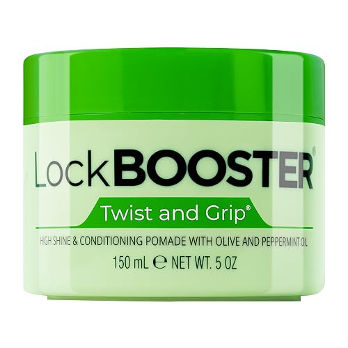 Style Factor Lock BOOSTER Twist & Grip Braid Gel (5 Oz.) with Olive&Peppermint Oil- Strong Hold, Flake-Free, Frizz-Free Hair Braiding Gel for Defined