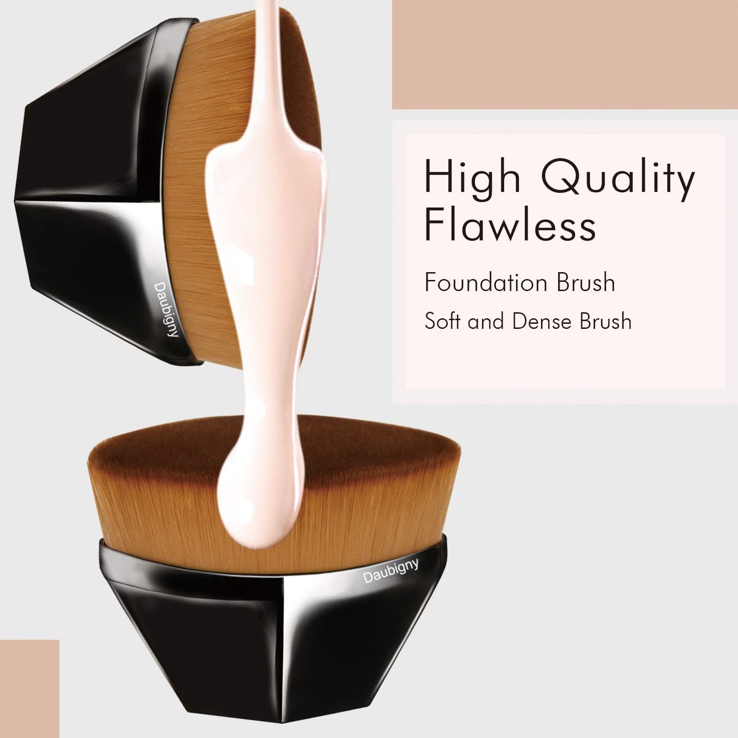 Foundation Makeup Brush Flat Top Kabuki Hexagon Face Blush Liquid Powder Foundation Brush for Blending Liquid, Cream or Flawless Powder Cosmetics