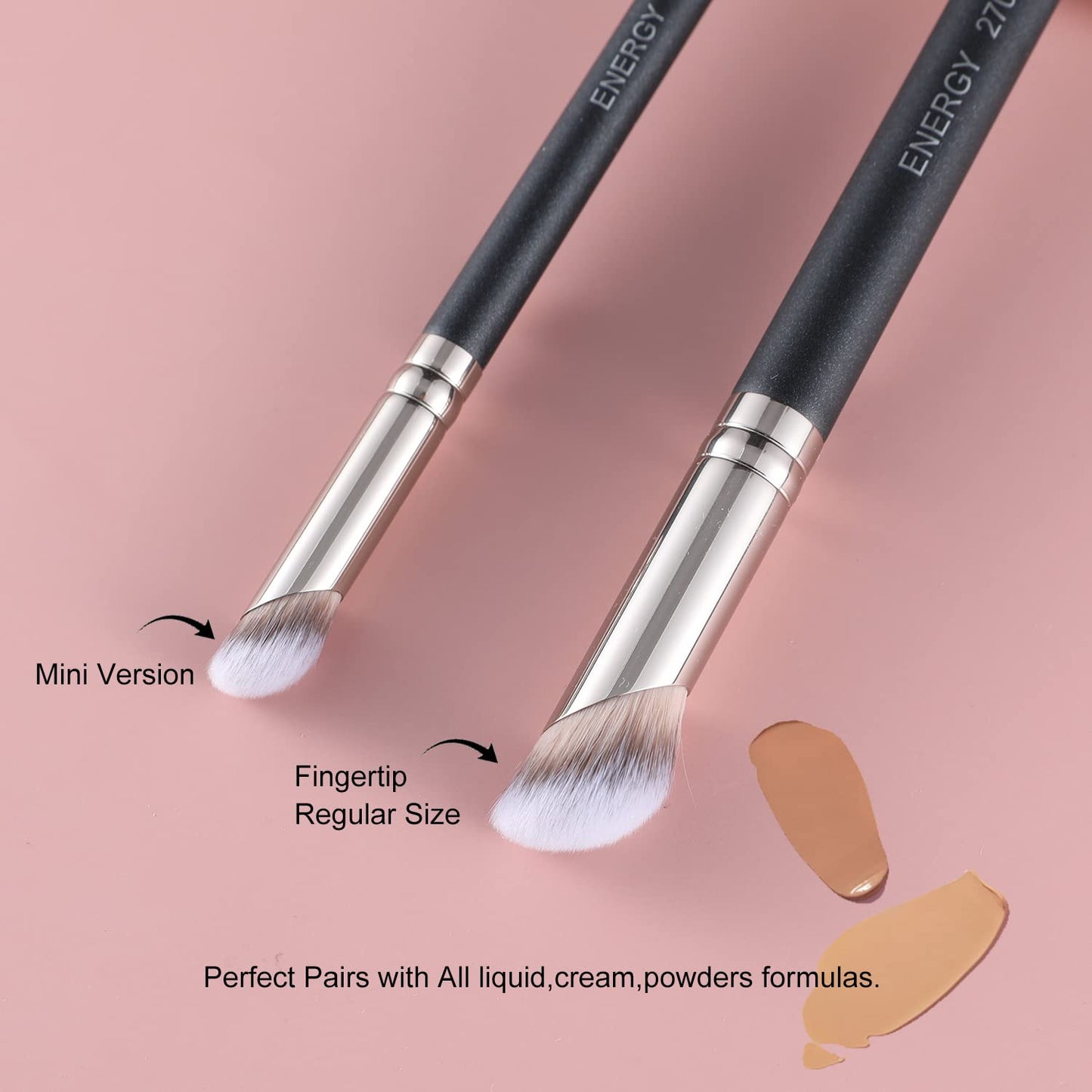 ENERGY Foundation Brushes Set - Angled Brush & Mini Concealer Brush Premium Synthetic Eye Makeup Bushes for Blending Liquid Foundation Cream Powder
