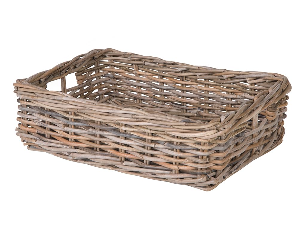 Kouboo Kobo Rattan Shelf Removable Liner, Gray, Medium Size Decorative Storage Basket