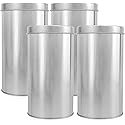SOLSTICE TEA TRADERS Double Seal Tea Canisters (Pack of 4) Round Metal Containers with Interior Seal Lid - Large