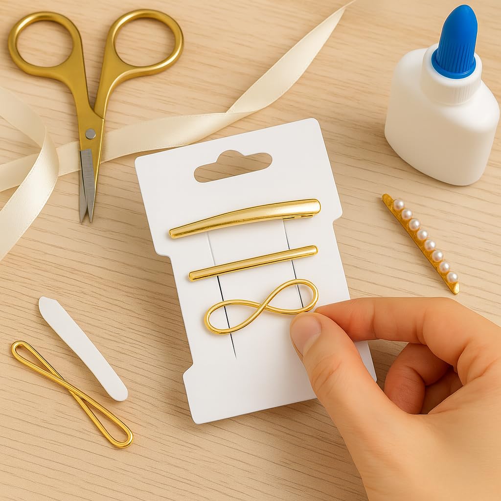 Doromy Kraft Paper Hair Clip Holders - 100 Packs Rectangular Bow Barrettes Jewelry Display Cards 6.6X11.5cm for Organizing and Packaging