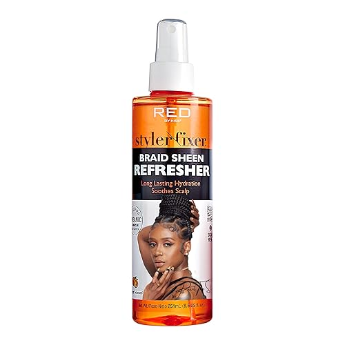 Red by Kiss Braid Sheen Refresher Spray, Long Lasting Hydration, Refresh Curls & Braid,Highest Shine, Soothes Scalp, Nourishes Dry Crips Hair