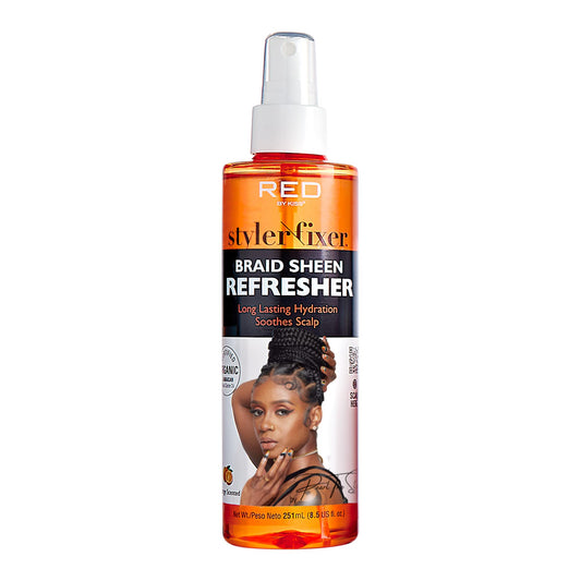 Red by Kiss Braid Sheen Refresher Spray, Long Lasting Hydration, Refresh Curls & Braid,Highest Shine, Soothes Scalp, Nourishes Dry Crips Hair