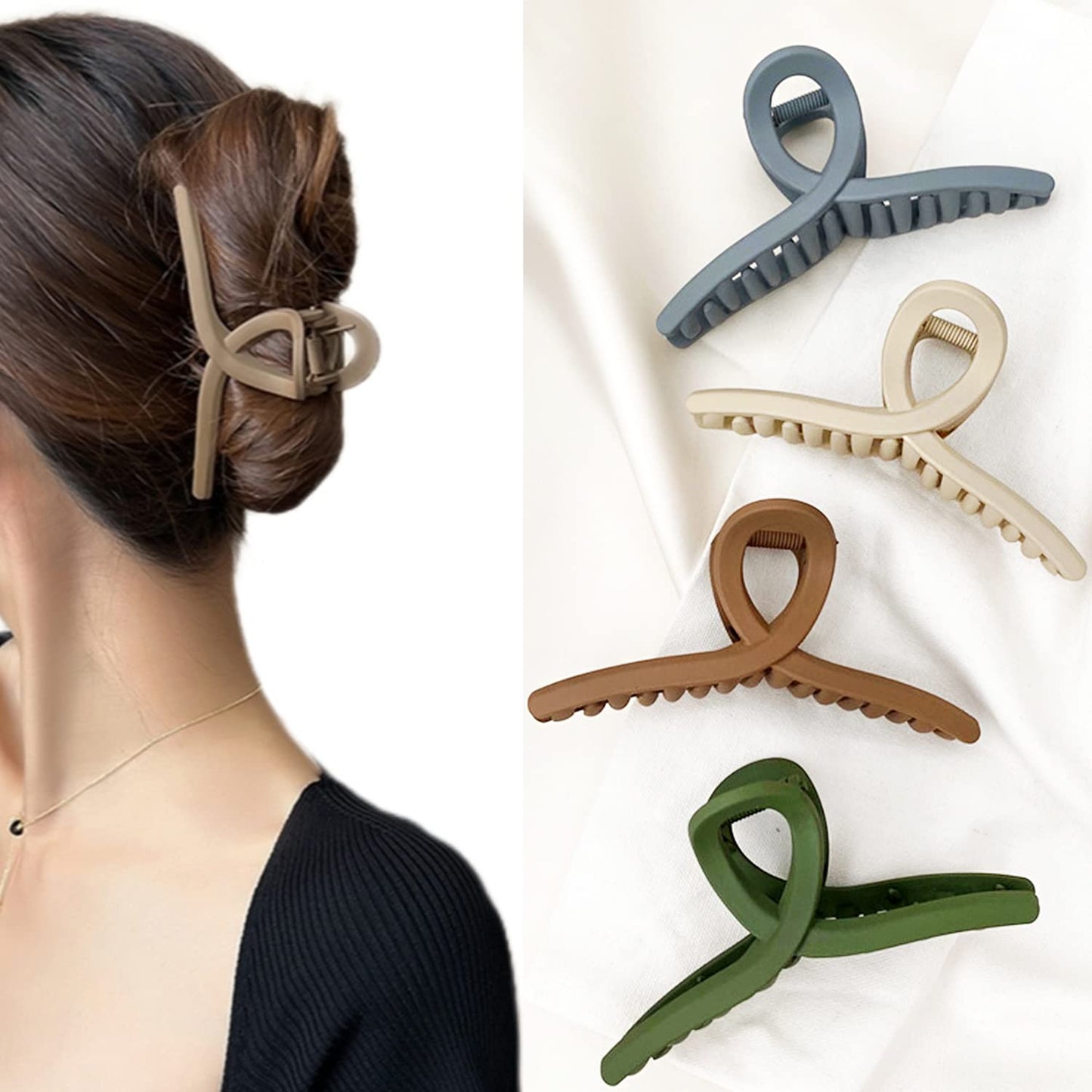 Hair Claw Clips No Slip Medium Matte 4.3 Inch Jaw Butterfly Clip for Long Thin Fine Thick Hair Women and Girls 4 Packs