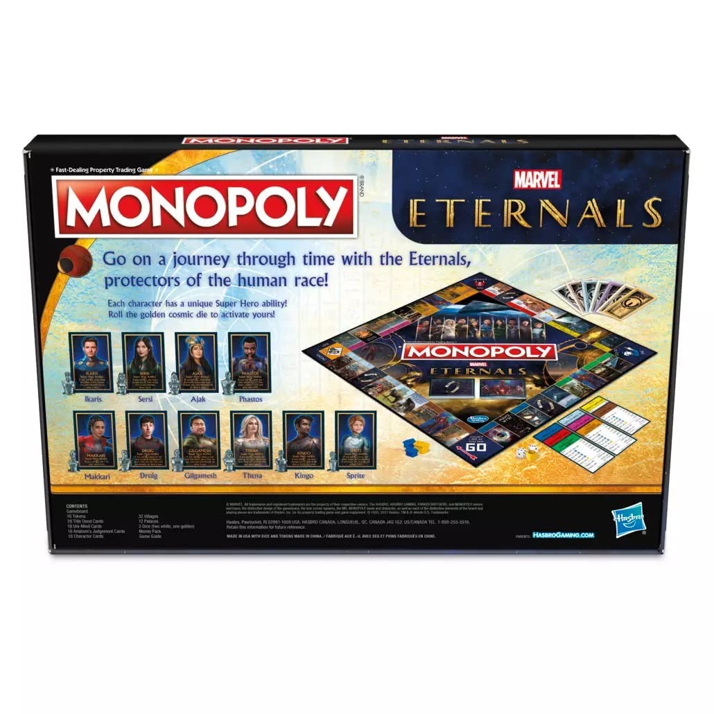 Monopoly: Marvel Studios' Eternals Edition Board Game for Marvel Fans, Game for 2-6 Players, Kids Ages 8 and Up
