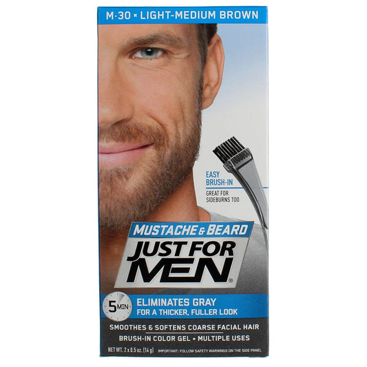Just For Men Easy Brush In Mustache & Beard Color, Light-Medium Brown M-30 (12 pack) (Bundle)