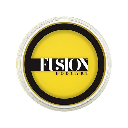 Fusion Body Art Pro Face Paint | Prime Bright Yellow (32gm), Professional Quality Water Activated Face and Body Paint Supplies Single Makeup Cake