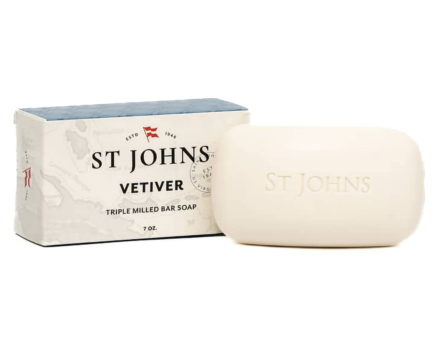 St. John Classic Vetiver Soap Bar | Refreshing Spicy Citrus Soap for Men | USA Made, Triple-milled Soap Bar | Hydrating Body Soap with Olive Oil