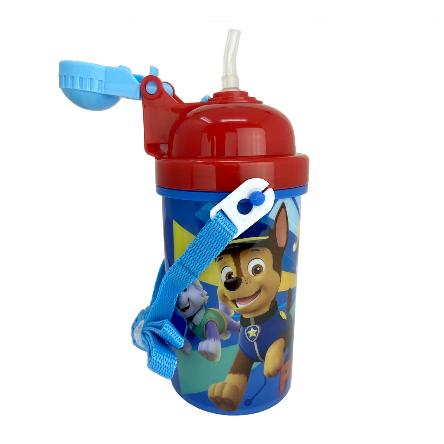 Paw Patrol Friends Carrying Strap One Touch Water Bottles with Reusable Built in Straw - Safe Approved BPA free, Easy to Clean, Perfect Gifts…